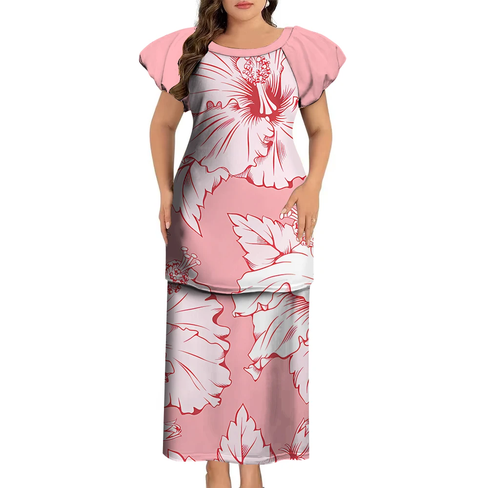 Vestido de arte tradicional polinésia personalizado estampado, terno de dupla camada para senhoras, moda Samoa Club, novo, 2022