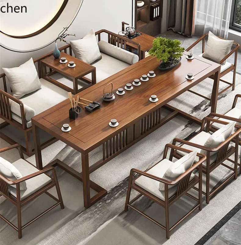 D3- solid wood tea table and chair combination Kung Fu living room new Chinese Zen office tea room tea table
