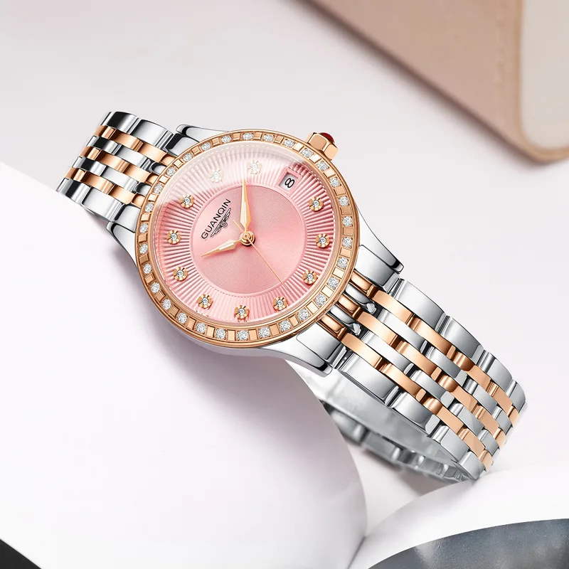 

Новые красивые женские часы из нержавеющей стали, простые темпераментные красивые Светящиеся женские часы, механические часы