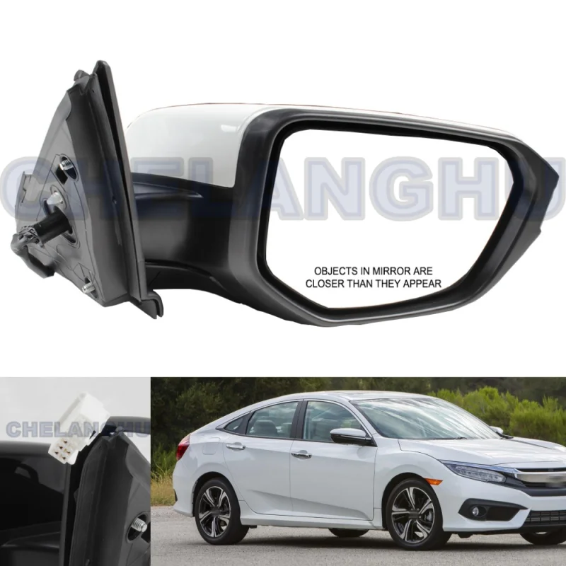 

Mirror Assembly For Honda Civic 2016 2017 2018 2019 2020 2021 US version Right Side 5 Pins White Painted Heated Power Adjust