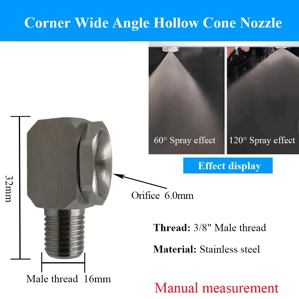 90 Degree Hollow Cone Spray Nozzle Silicon Stainless Steel Corner Type Dust Removal Desulfurization Atomizing Nozzle