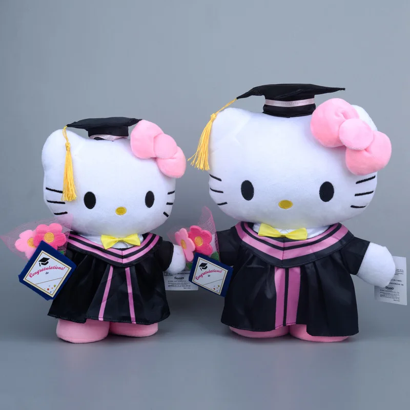 Graduation Season Sanrio Hello Kitty Plush Doll Toy Cartoon Soft Stuffed Plushie Anime Room Decoration Toys For Children Gifts