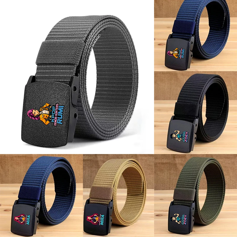KPop デーモンハンターズ ルミ レディース キャンバスベルト アニメ アウトドア 旅行 ドレスアップベルト ナイロン カジュアル 学生 軍事訓練 布ベルト