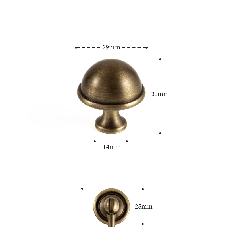 Antique brushed brass cupboard pull and furniture knob — supplier illustration 19