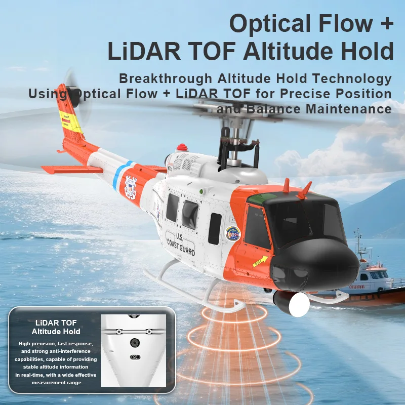 YUXIANG F07S Micro échelle UH-1 Huey 1/34 RTF GPS sauvetage hélicoptère RC