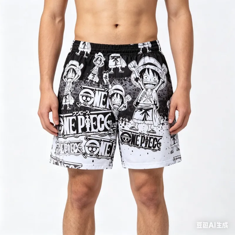Adult and Children's One Piece Straw Hat Luffy Multi-Expression Sports Shorts Breathable Quick-Dry 3D Printed Shorts