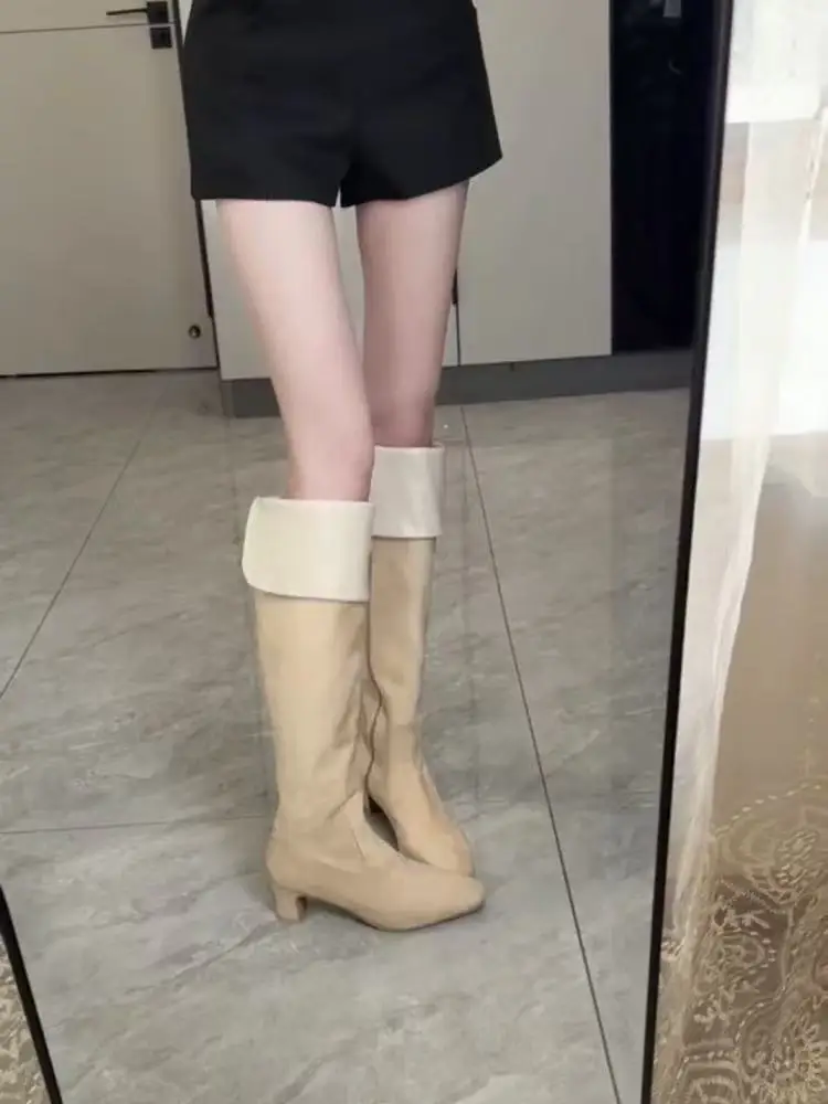 New Gentle Fashionable Over-Knee Knight Boots Women's Autumn Winter New Style Two-Way Wear Side Zipper Long Boots Korean Style