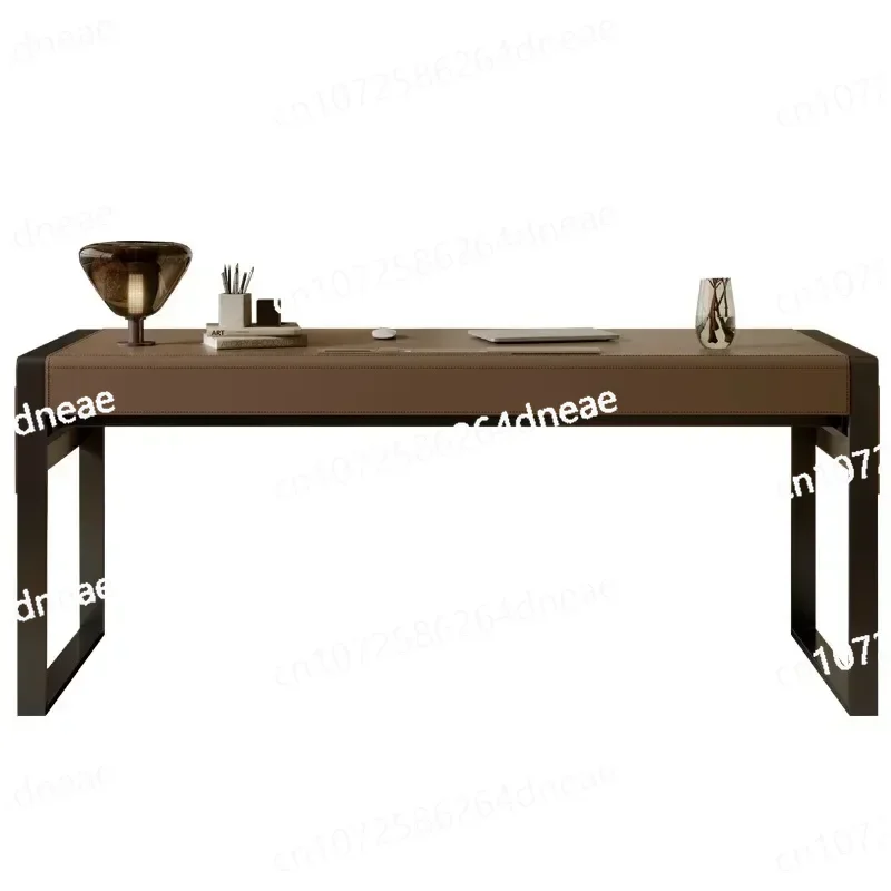 

Italian Minimalist Desk Minimalist Home Study Designer High-end Saddle Leather Lift Top Table Office Table Picnic Auxiliary