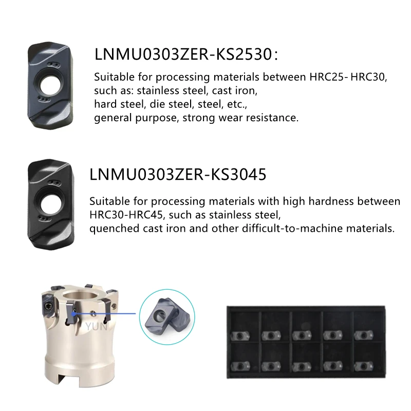 EXN03 40-22-6T CNC تغذية سريعة قاطعة المطحنة رئيس مقبض Diameter40/50/63/80/100 مللي متر 10 قطعة LNMU0303ZER إدراج شفرة