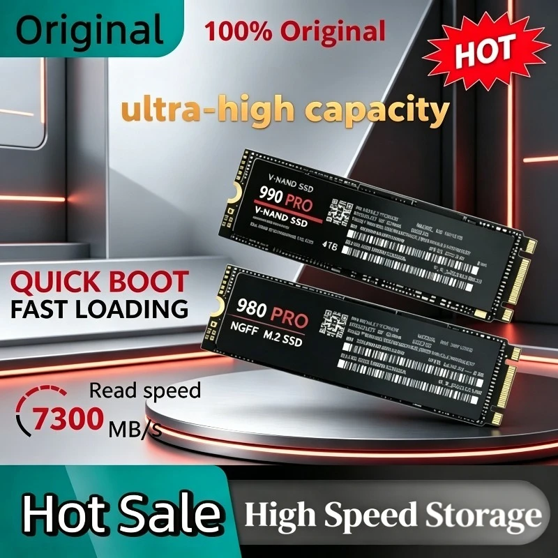 

Original 980Pro 990Pro for Laptop Desktop PC SSD Internal Solid State Drive High Speed Up to 7400MB/s portable M.2 NGFF PCIe 4.0