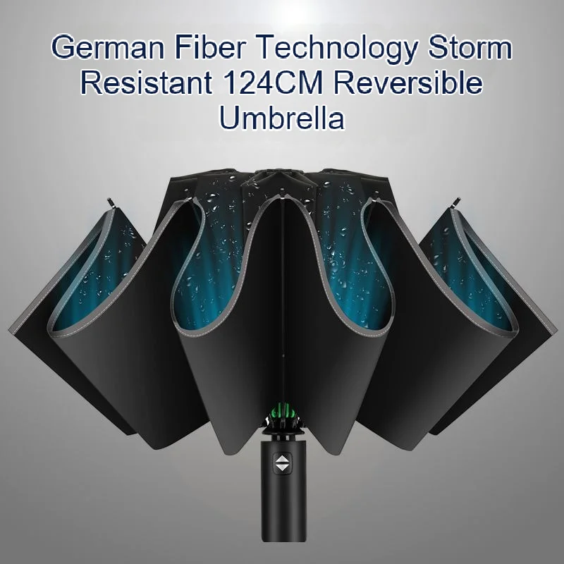 German Green Giant Fully Automatic Reverse Extra Large Folding Umbrella High-end Thickened Sunny and Rainy Dual-Use Umbrella
