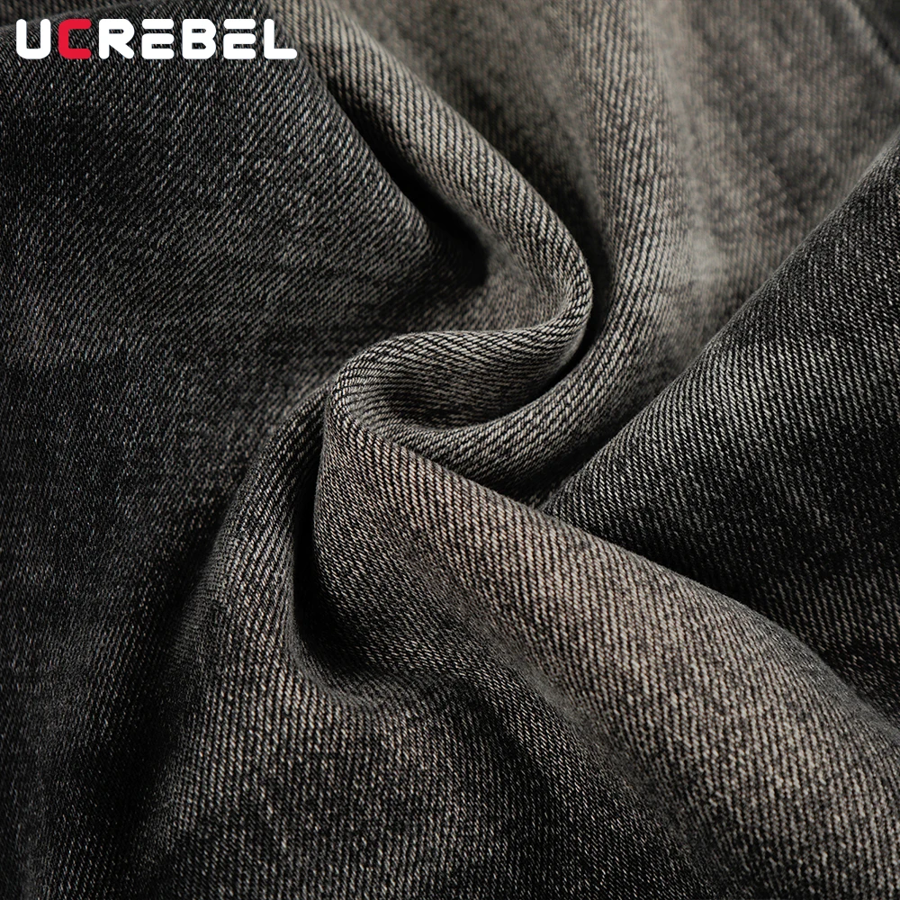 Whiskered Washed Distressed Jeans Mens High Street Casual Loose Straight-leg Denim Pants Man