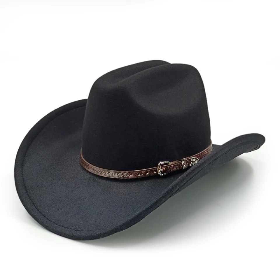 

Ethnic style Cowboy Hat Fashion Chic Unisex Solid Color Jazz Hat With Decor Western Cowboy Hats Women's Cap