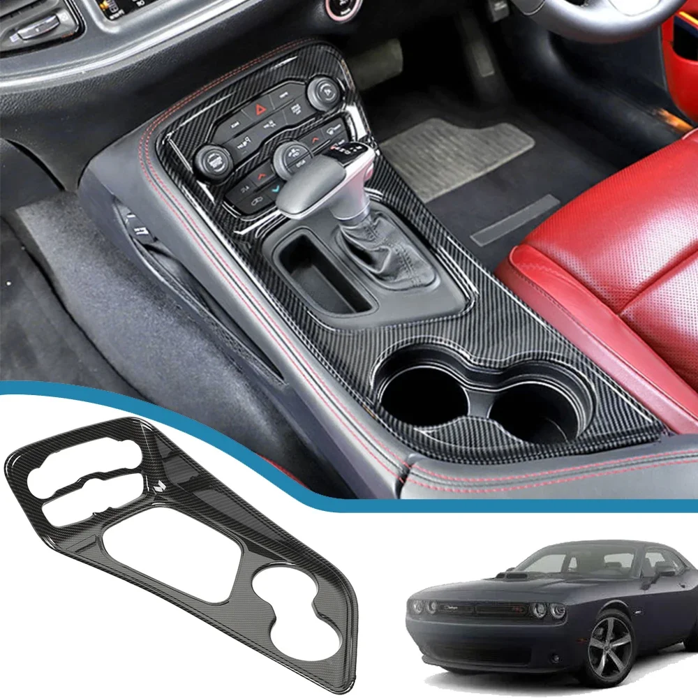 For Dodge Challenger 2015-2022 Car Center Console Gear Shift Panel Decoration Cover Stickers Trim Interior Mouldings Accessories