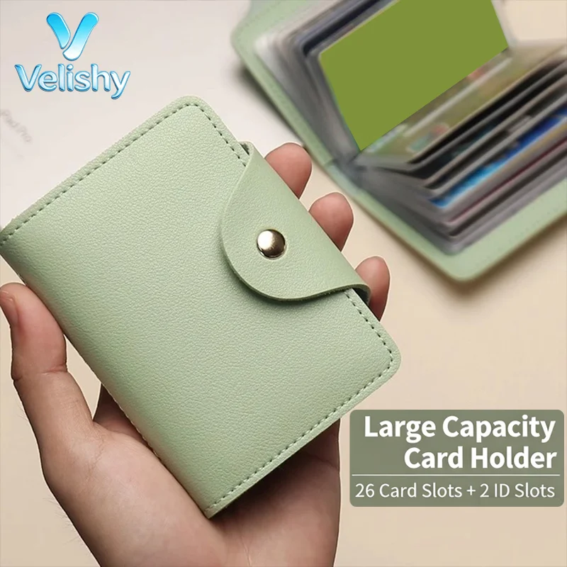 Porta-cartões de crédito de 26 bits, porta-cartões de banco, bolsa de PU com grande capacidade para armazenamento de cartões e dinheiro, organizador c