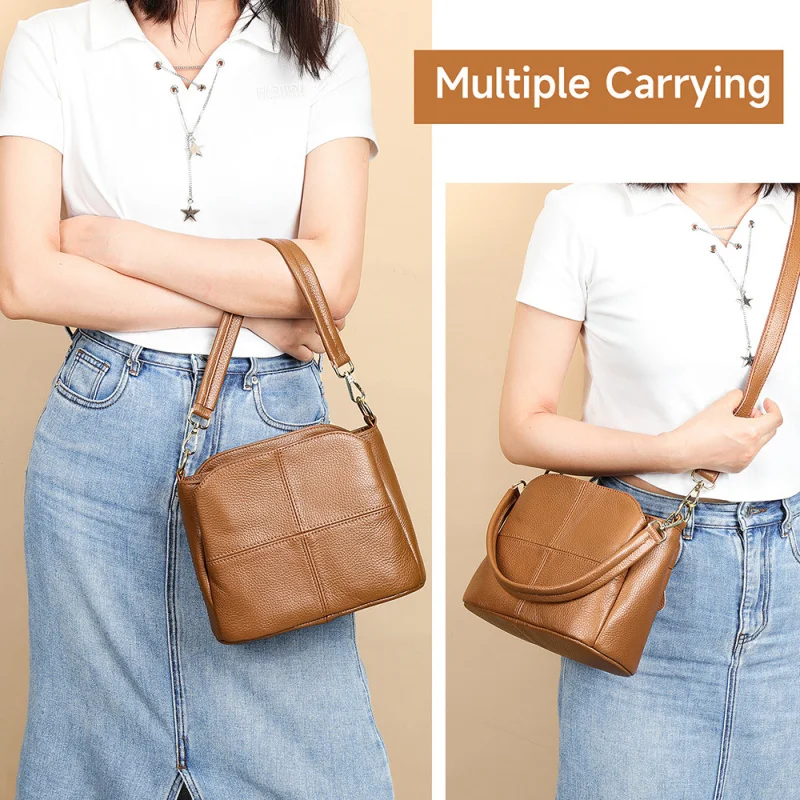 Genuine leather crossbody bag, large capacity women's shoulder bag, top-layer cowhide, high-quality casual versatile crossbody b