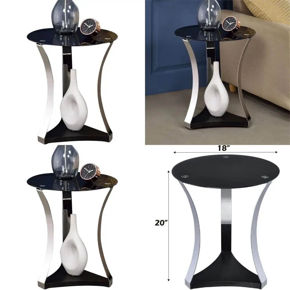 

Black and Rose Gold Geiger Round Glass Top Coffee Table