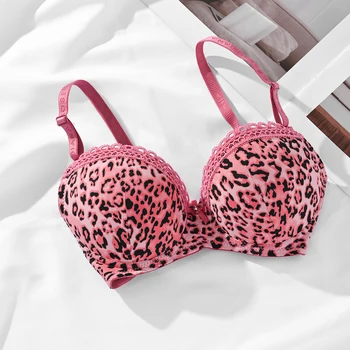 Diana Rose Leopard print Push Up Bra For Women With steel ring B Cup Bra Lady's Underwear High Quality