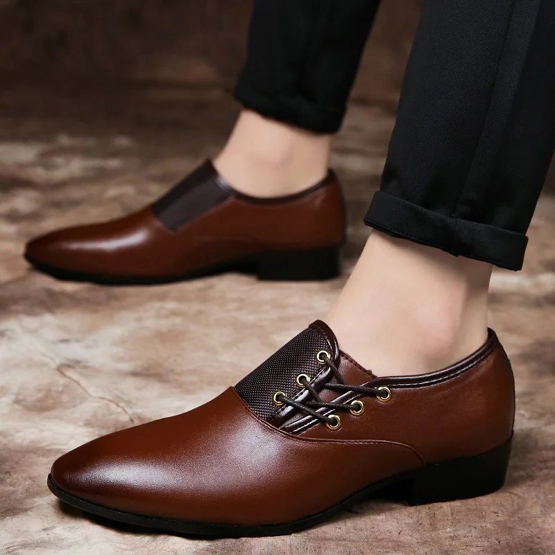 2023 Fashion Men Formal Shoes Size 38-48 Black Brown Classic Point Toe Men Dress Business Party Shoes