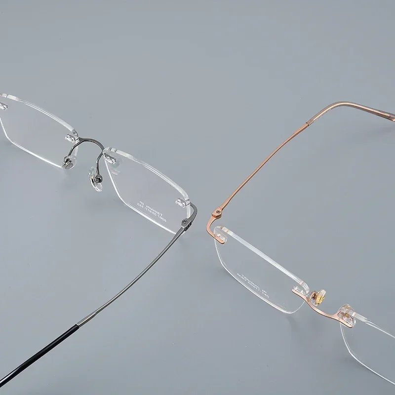 

Rimless Titanium Square Eyeglasses Frame Prescription Ultralight Myopia Glasses for Men And Women Optical Eye Glass