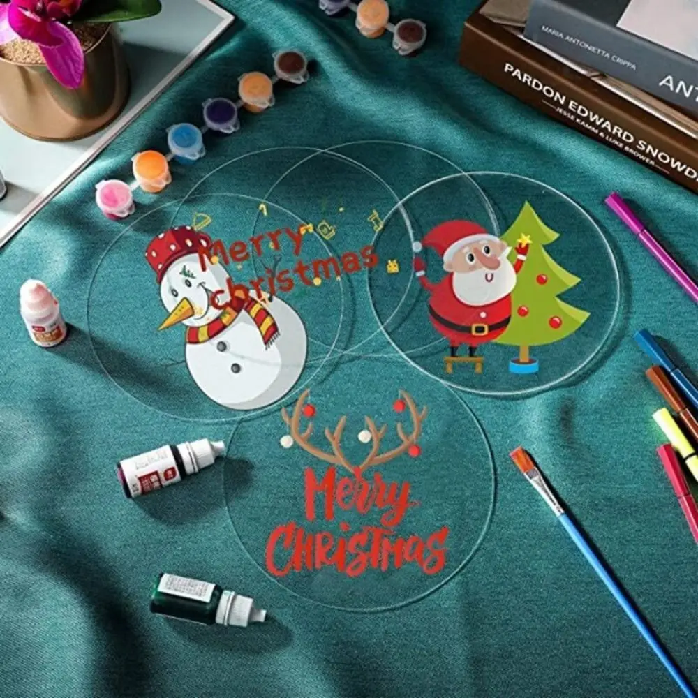 10Pcs PMMA Board Clear Acrylic Circle Discs DIY Craft Display Erasable Round Blank Plate Reusable Drawing Round Painting Panel