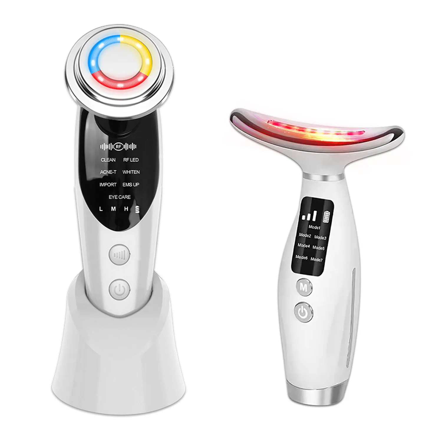 7 in 1 Facial Lifting Device EMS Microcurrent Skin Rejuvenation + 7 Colors LED Lights Face Neck Beauty Device Vibration Massage