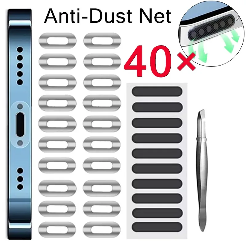 40/1PCS Charging Port Protector Film Sticker For IPhone 16 15 Pro Max 15Plus Samsung Universal Phone Speaker Dust Mesh Sticker