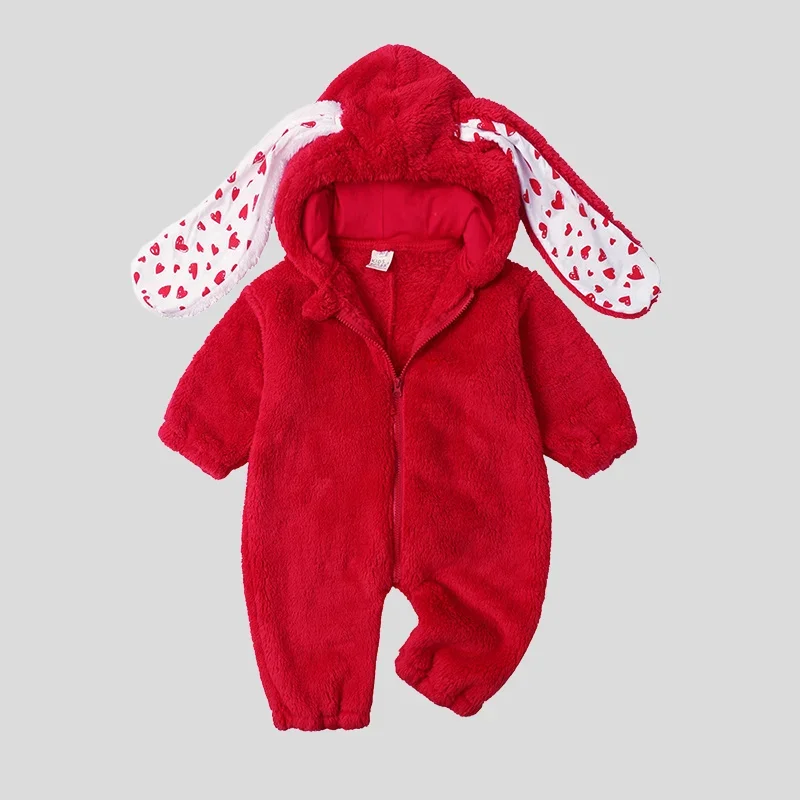 

Комбинезон для малышей от 9 месяцев до 3 лет, комбинезон с большими заячьими ушками для маленьких девочек, меховая толстовка с капюшоном, комбинезон для маленьких мальчиков, костюм для восхождения, рождественская одежда для младенцев