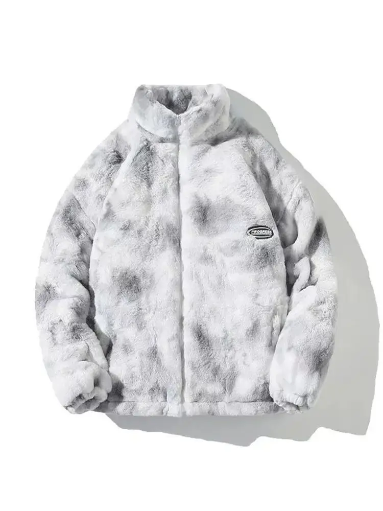 

Women Grey Faux Rabbit Fur Coat Warm Thicken Fashion Loose Teddy Overcoat Harajuku Vintage Plush Coats 2000s Clothes Winter 2024