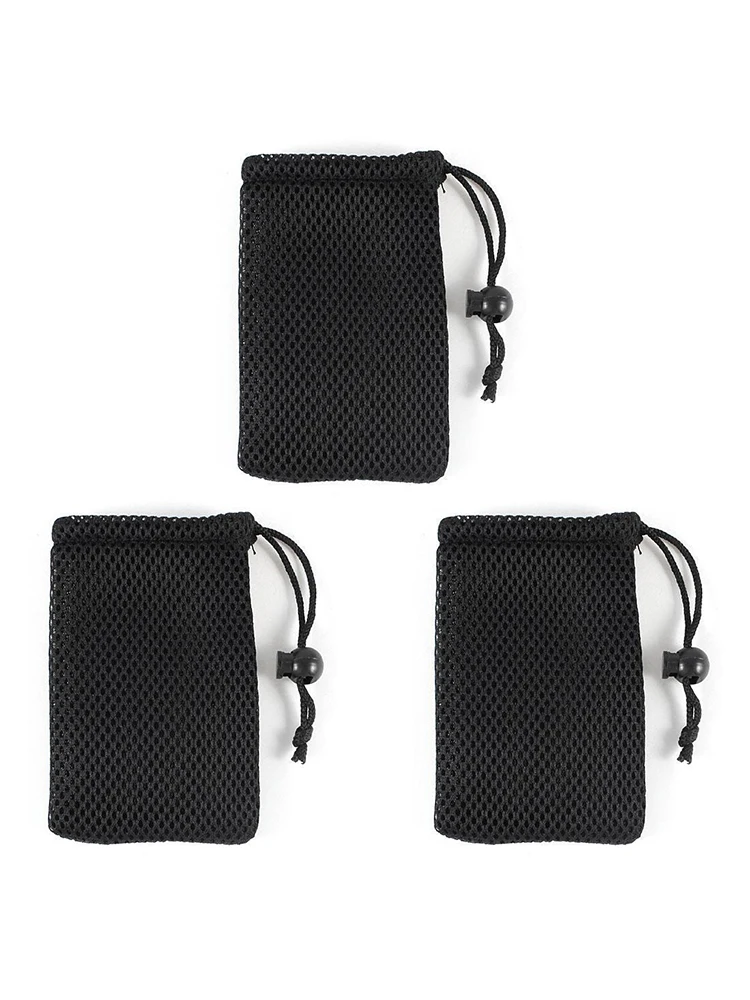 Pochette de rangement à cordon en maille de Nylon, 3 pièces, pochette de voyage et d'activités de plein air polyvalente pour produits numériques