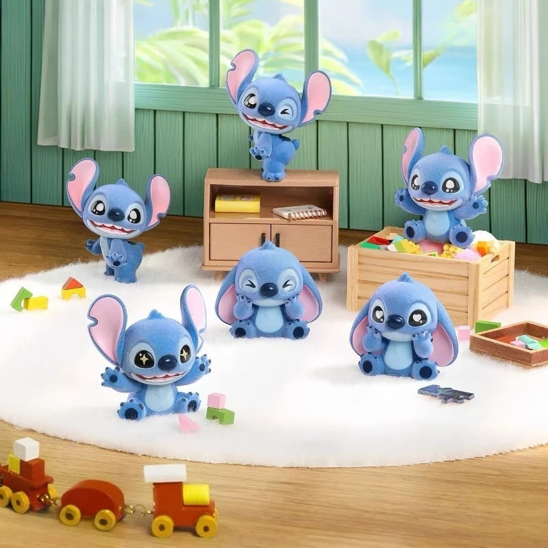 Disney Stitch Mini Cute Kawaii Cartoon Flocked Cute Grain Doll Ornament Creative Exquisite Movie Peripheral Figure Decoration