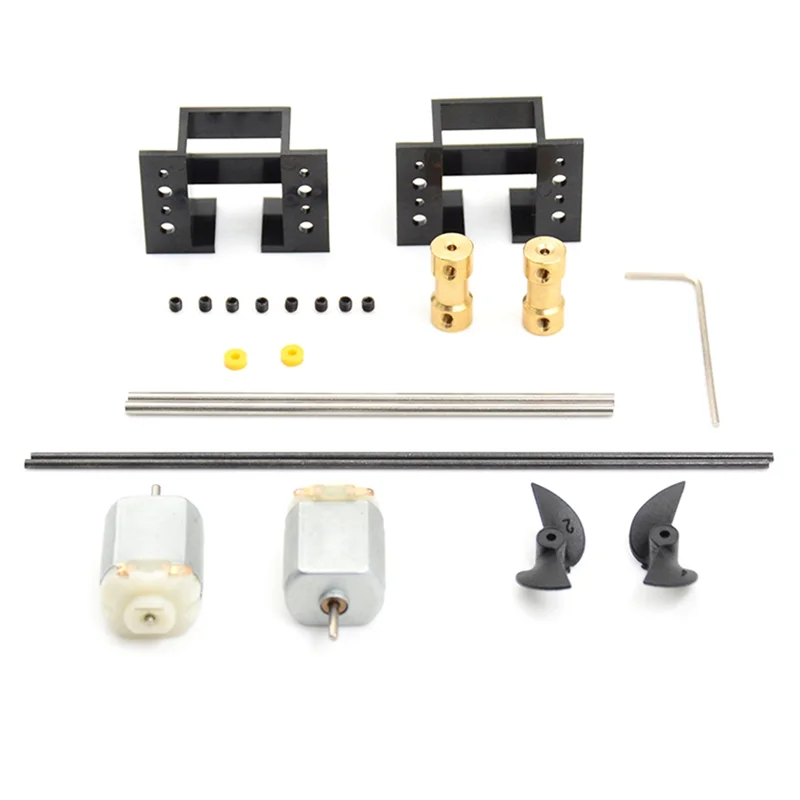 ABZV-Motors RC Boat Parts Drive Set 130 Kit Includes Motor+Motor Seat+Copper Coupling+15CM Shaft+Propellers