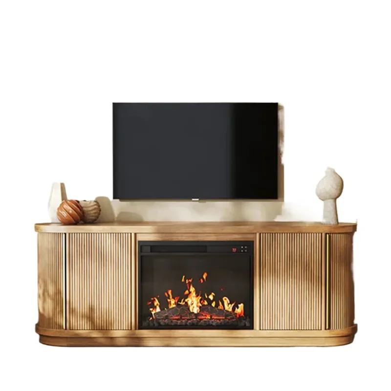 2026 Hot Selling Pastoral Style Rolling Shutter Sliding Door TV Cabinet Living Room Furniture  Custom