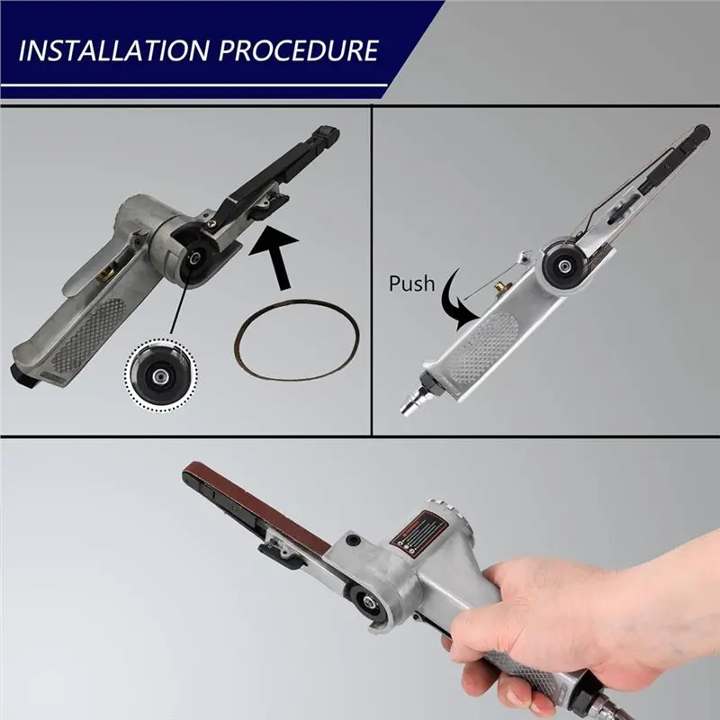ABRW-3/8" X 13" Mini Air Belt Sander, 20000 RPM Small Power Tool, Handheld Sander For Woodworking, Metal Working