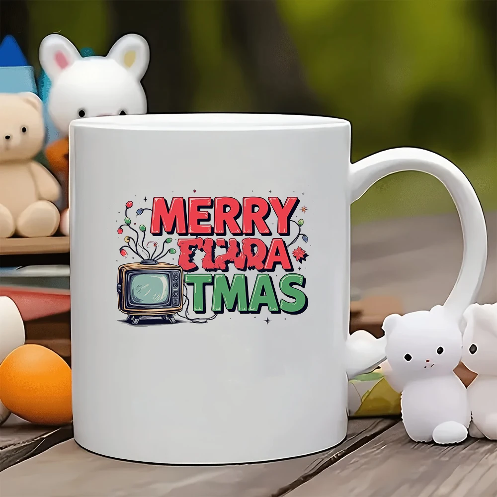 

11oz Mug + Retro Cartoon Christmas Greetings + Merry Elira TMAS Cup - Family Children's Day Office Gift