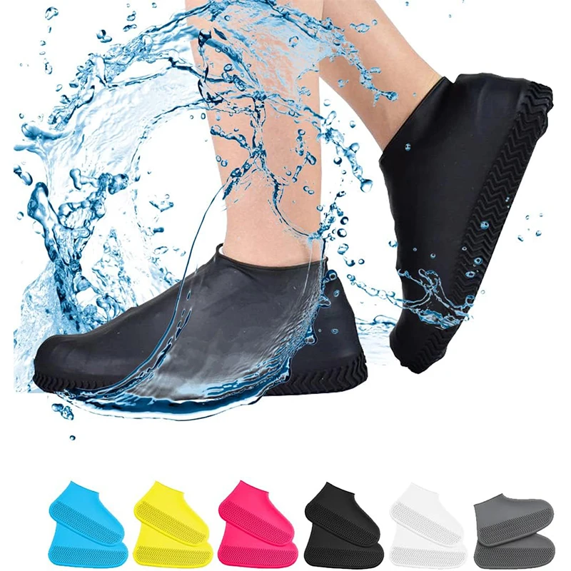 1 Paar Wasserdichte Rutschfeste Silikon-Schuhüberzieher Hochelastisch Verschleißfest Unisex Regenstiefel für Regentage Wiederverwendbare Schuhüberzieher