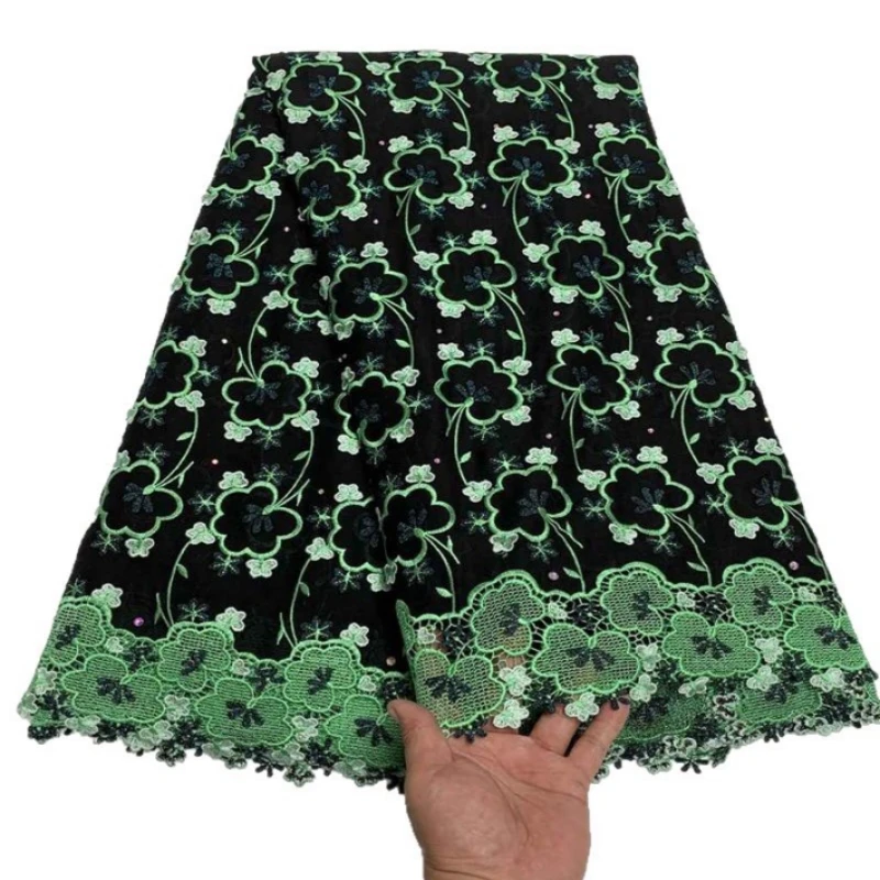 2026 Swiss Voile Lace Fabric 3D Flower Applique with Stone For African Wedding Dress Sewing Luxury Cotton Material Super