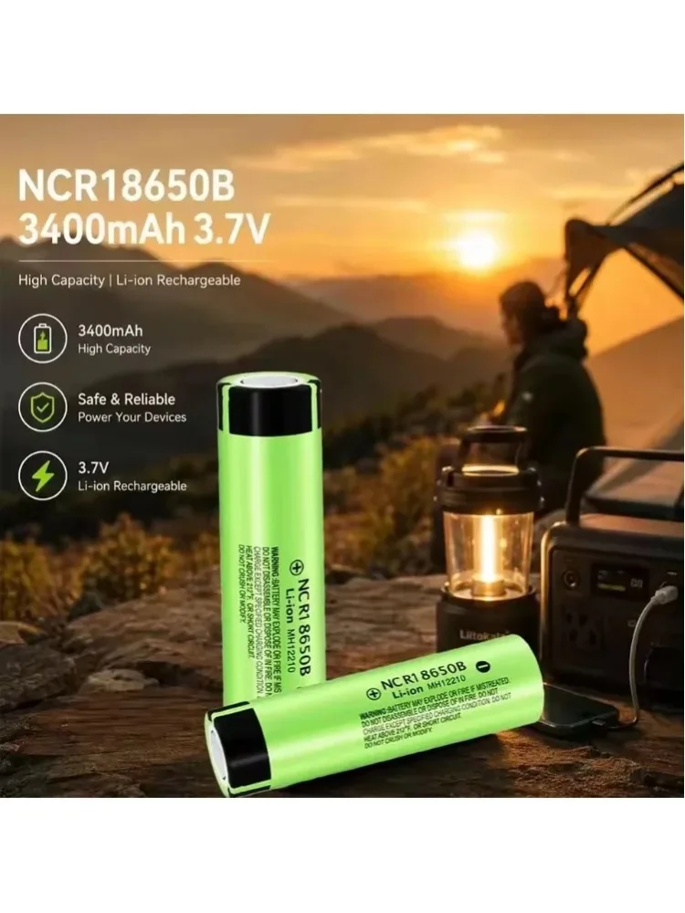 Der neue wiederaufladbare Lithium-Ionen-Akku 18650 INR18650-34B mit 3,7 V und 3400 mAh und einer Kapazität von 20 A ist für tragbare Taschenlampen, Spielzeug und Elektrowerkzeuge konzipiert.