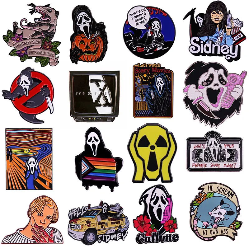 Halloween Horror Movie Ghost Enamel Pins Funny Skull Brooches For Clothes Backpack Enamel Badges Jewelry Accessories Gifts