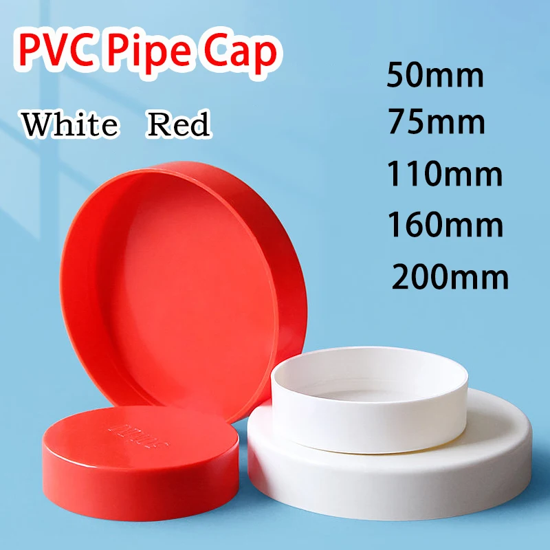 

﻿ 1~10pvc 50/75/110/160/200mm White/Red PVC Pipe Cap Plug Drainage Pipe Cap Pipe Plug Pipe Protection Cap