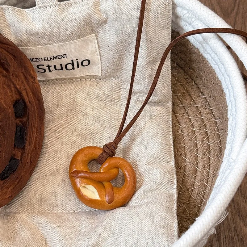 Handmade Bread, Alkaline Water Cow Horn Bun Hymn Pendant Necklace Women Niche Personality Fashion Versatile Pendant Accessories image 3