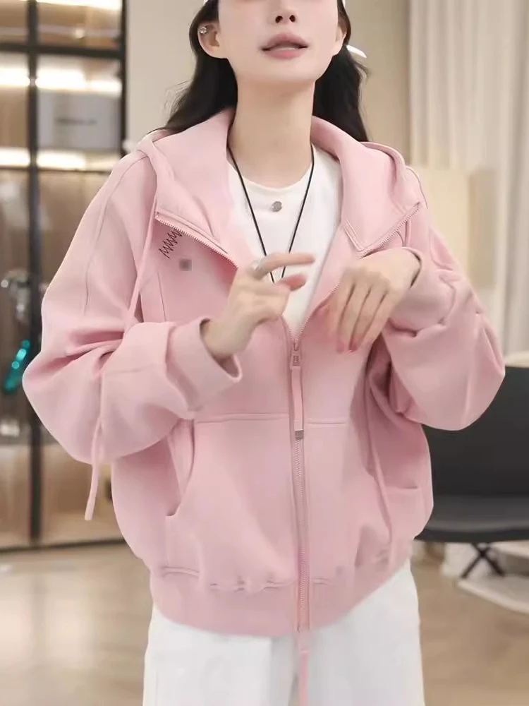 

Premium Feel Zipper Hoodie Jaet Women's Spring Autumn 2026 New Korean Sle Versatile Casual Sports Top Polyester Cotton Blend