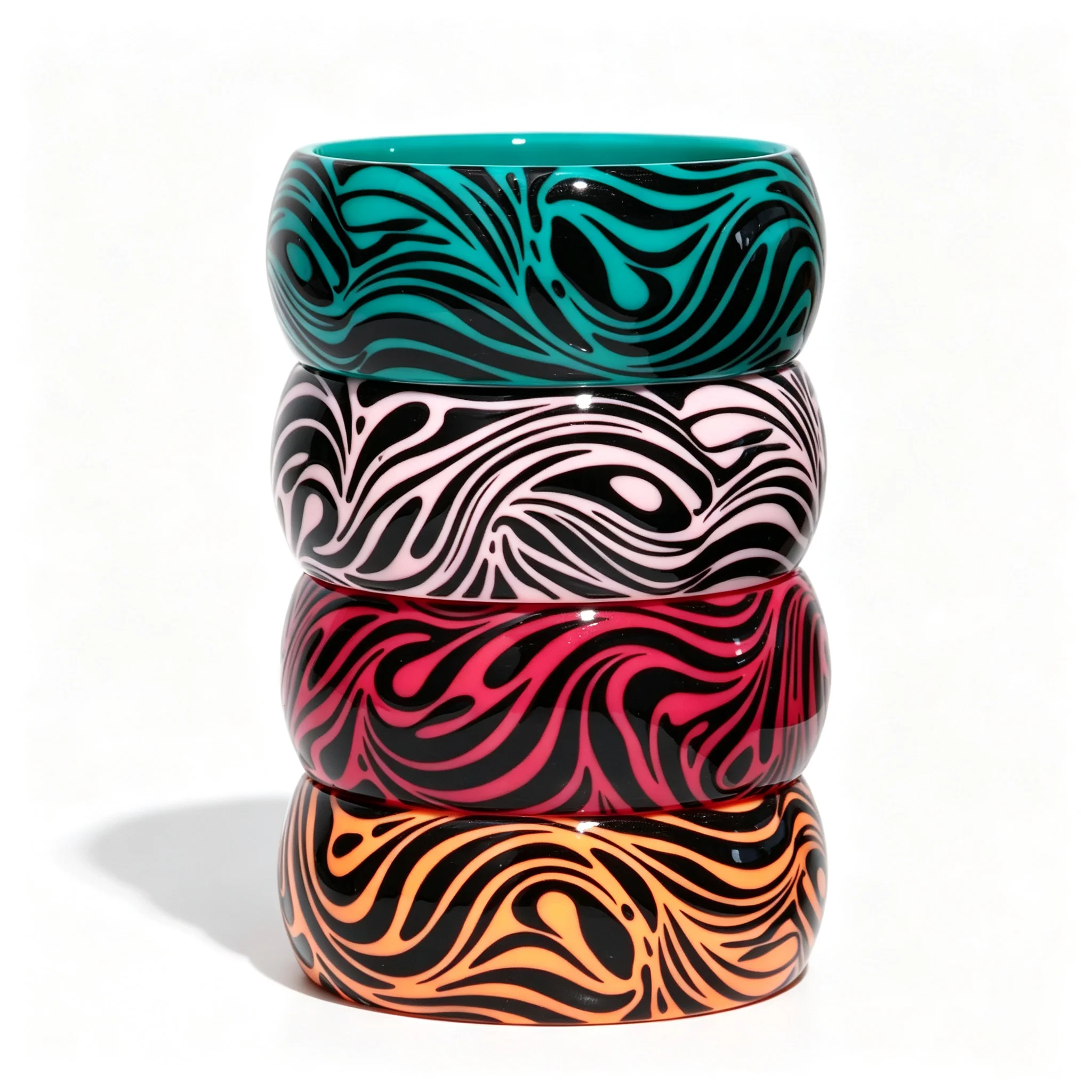 Fashion Resin Wide Irregular Stripe Cuff Bangles for Women New Acrylic Chunky Geometric Round Bangle Retro Jewelry Gifts