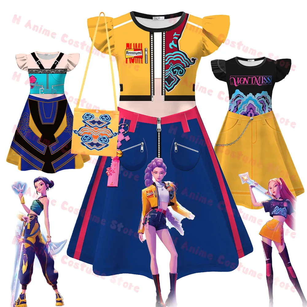 

Movie K-Pop Demon Hunters Cosplay Costume Girls Dress Kids School Party Halloween Mira Rumi Zoey Clothes Children Girl Dress