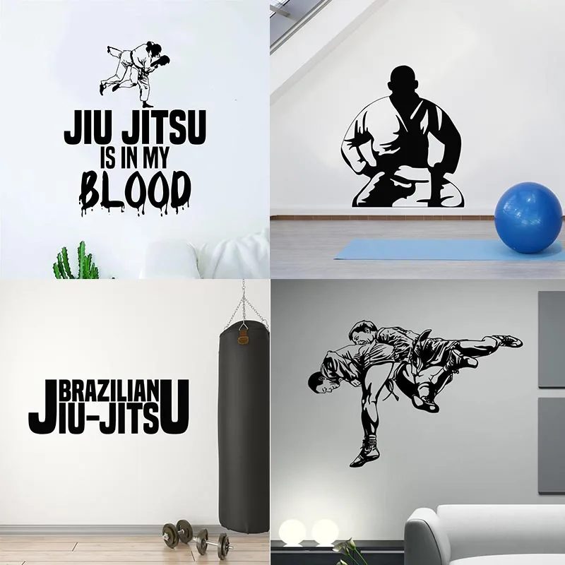 Wall Sticker Brazilian Jiu-Jitsu Martial Arts Fight Wrestling Throw Sport Vinyl Dedal Bedroom Living Room Decor Teen Quote Mural