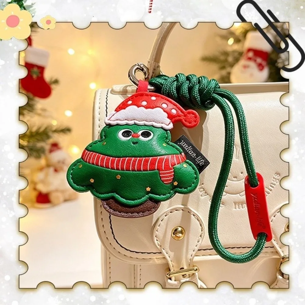 Festival Santa Leather Christmas Keychain Snowman Christmas Tree Xmas Ornament Christmas Pendant Festival Decor
