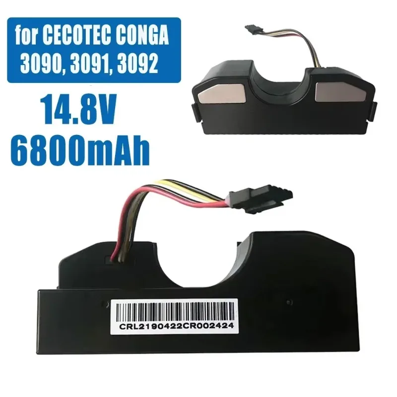 CECOTEC Conga 3090 6800mAh 14.4V Replacement Battery for Robot Vacuum Cleaner Compatible with Models 3091 3092 1690 1890 2090