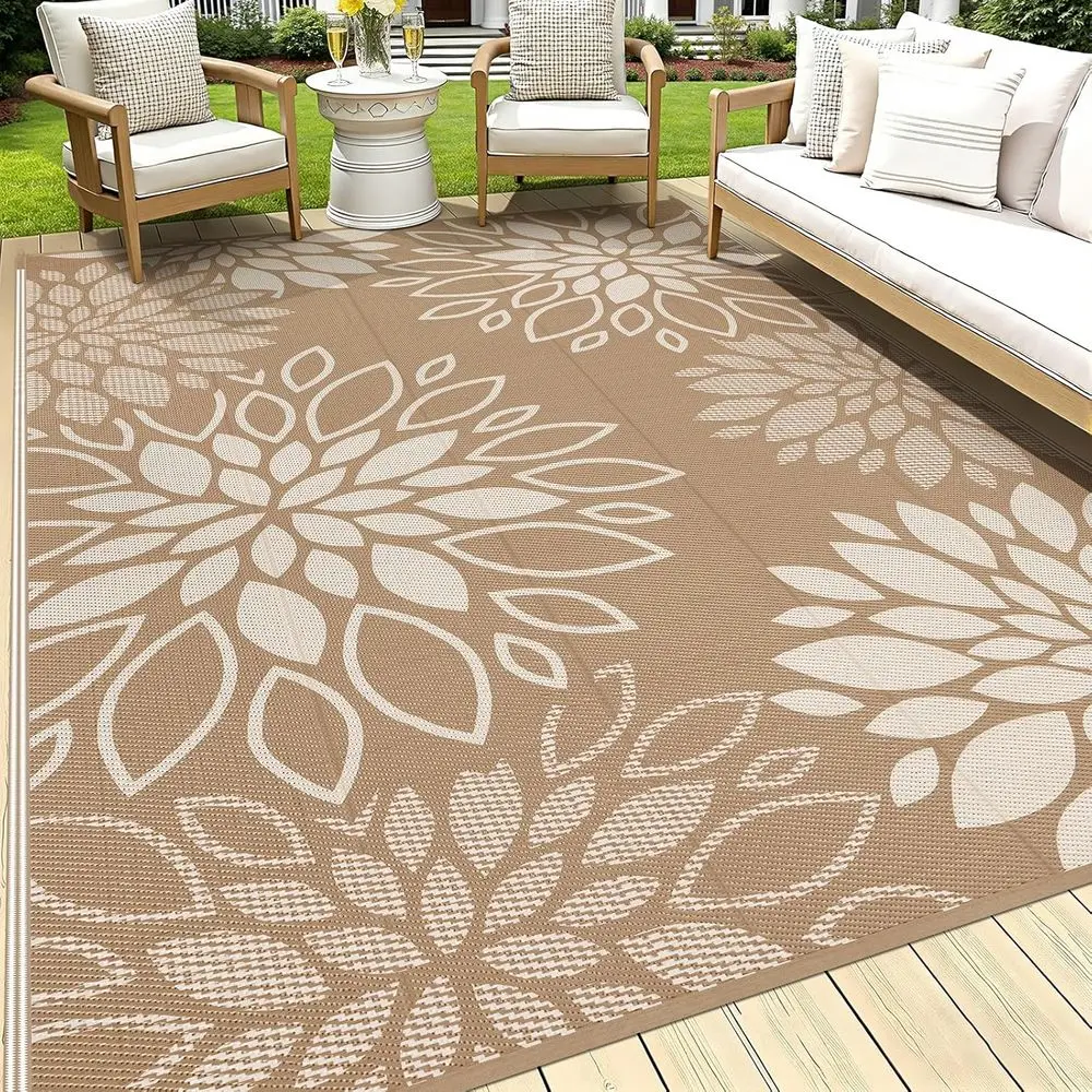 

Reversible Plastic Outdoor Rug, 8x10, Ideal for Patio, RV, Camping, Deck, Porch, Balcony, Backyard, Picnic