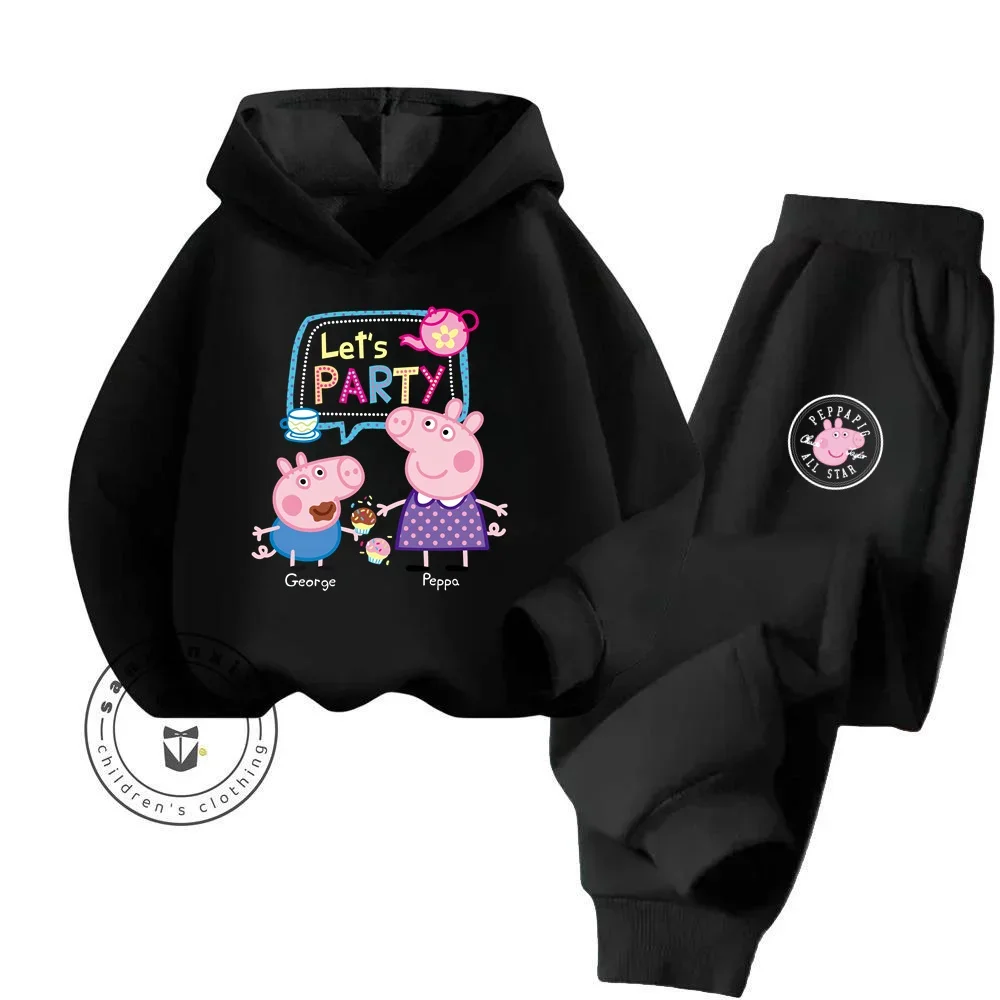 Chic Peppa Long Sleeve Clothing That Mix Elegance and the Playful World of Peppa Pig Children\'s High Cost Performance Hoodie Set