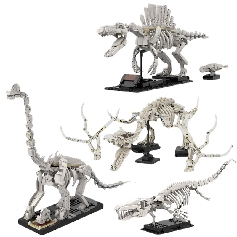 MOC Ideas Jurassiced Dinosaur Skeleton Fossil Giraffatitan Tyrannosaurus Rex 21320 Building Blocks Display Model Toys Gift